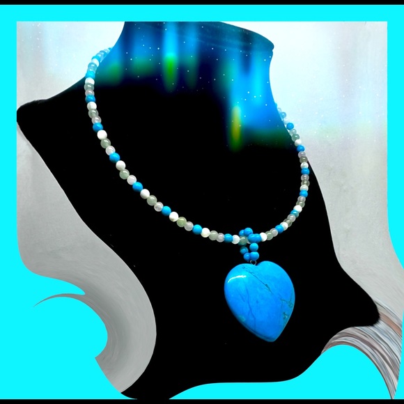Lee Sands Jewelry - Lee Sands Blue Howlite Heart Pendant Necklace